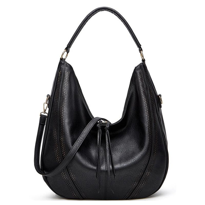 Large Capacity Pu Leather Tote Bag Black