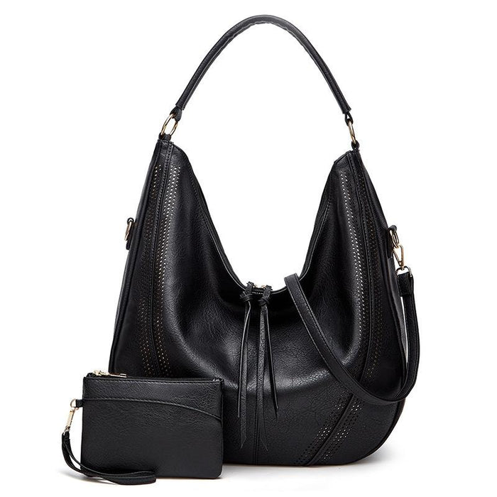 Large Capacity Pu Leather Tote Bag Black