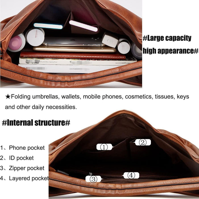 Large Capacity Pu Leather Tote Bag Black