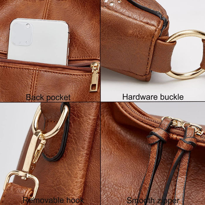 Large Capacity Pu Leather Tote Bag Black