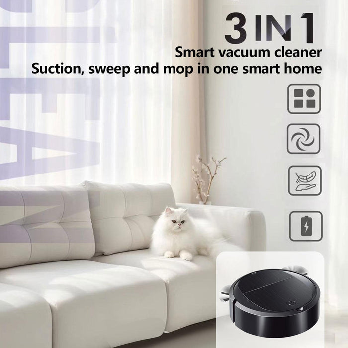 3-In-1 Home Sweeper Robot Battery Black