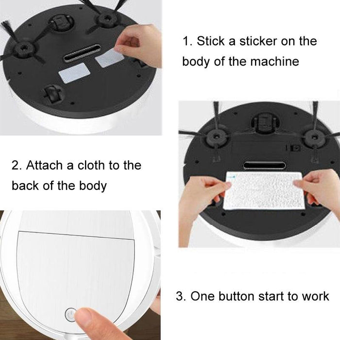 3-In-1 Home Sweeper Robot Battery Black