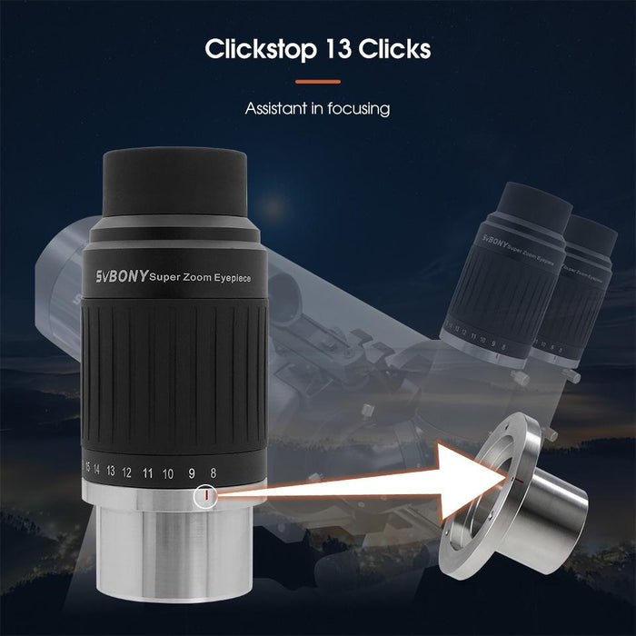 1.25 / 2 Inch Universal Astronomy Wide Angle Zoom Eyepiece 8-20Mm 57-72 Degrees