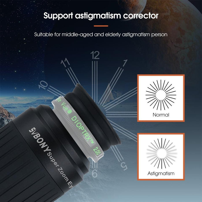 1.25 / 2 Inch Universal Astronomy Wide Angle Zoom Eyepiece 8-20Mm 57-72 Degrees