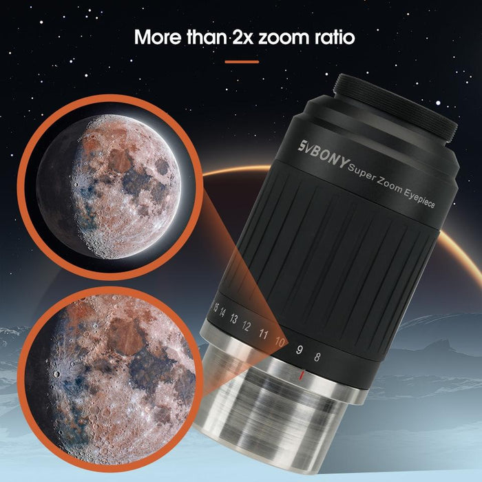 1.25 / 2 Inch Universal Astronomy Wide Angle Zoom Eyepiece 8-20Mm 57-72 Degrees