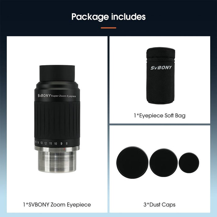 1.25 / 2 Inch Universal Astronomy Wide Angle Zoom Eyepiece 8-20Mm 57-72 Degrees