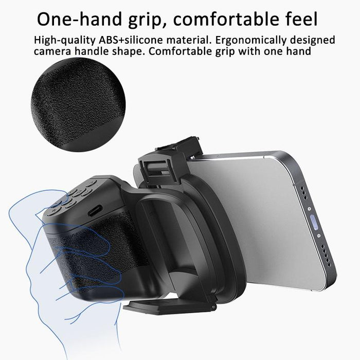Phone Camera Grip W / Cold Shoe Bluetooth Remote & Fill Light