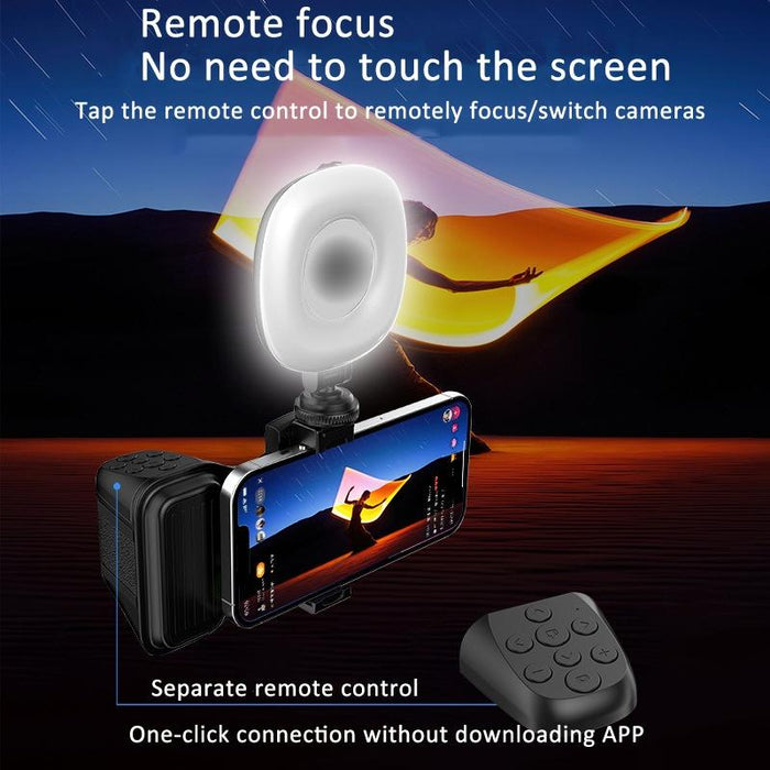 Phone Camera Grip W / Cold Shoe Bluetooth Remote & Fill Light