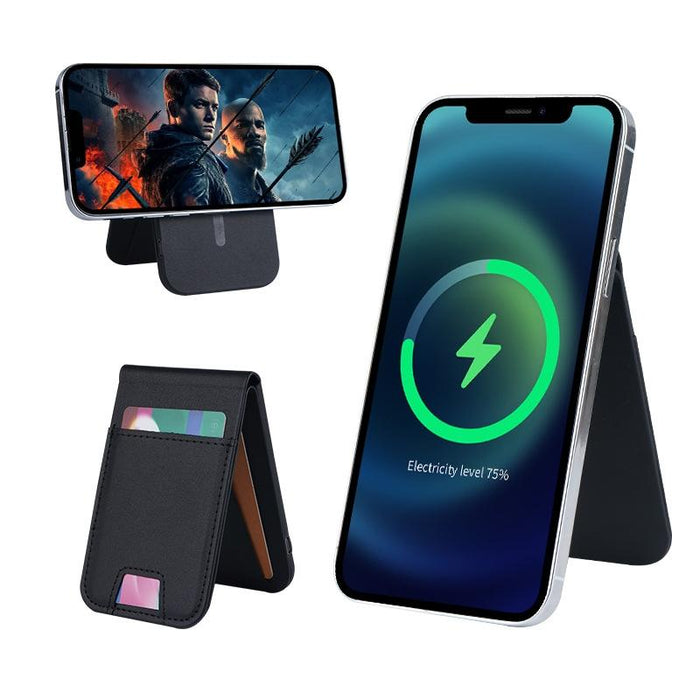 3 In 1 Magnetic Wireless Charger With Card Holder And Phone Bracket