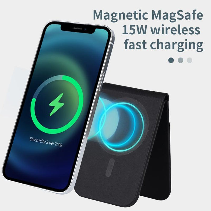 3 In 1 Magnetic Wireless Charger With Card Holder And Phone Bracket