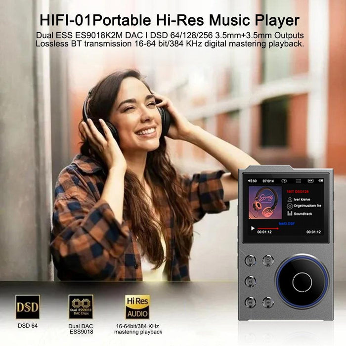 2.4 Inch Hifi Bluetooth Music Player Dsd256 Mastering Sound Quality 16Gb+16Gb Memory