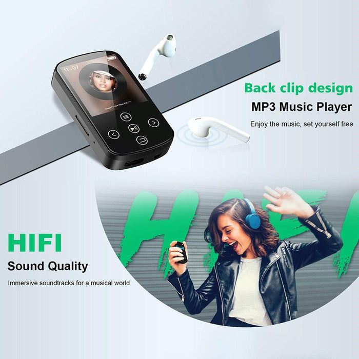 Touch Screen Mp3 Bluetooth Music Player 128Gb Memory Hifi Sports Clip