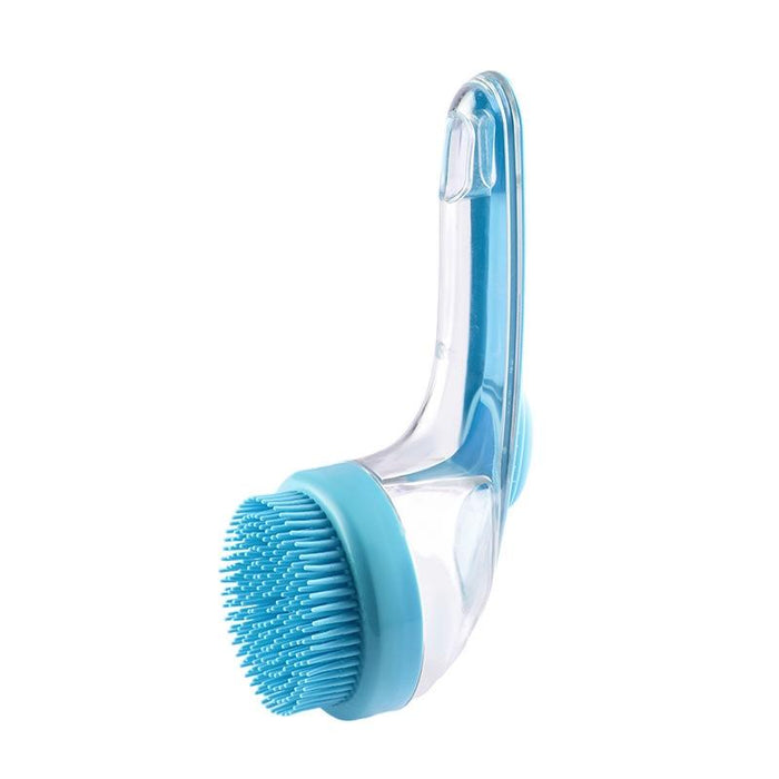 Long Handle Pet Bath Brush For Dogs And Cats Coarse Teeth Blue