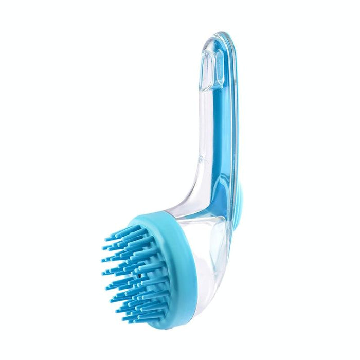 Long Handle Pet Bath Brush For Dogs And Cats Coarse Teeth Blue