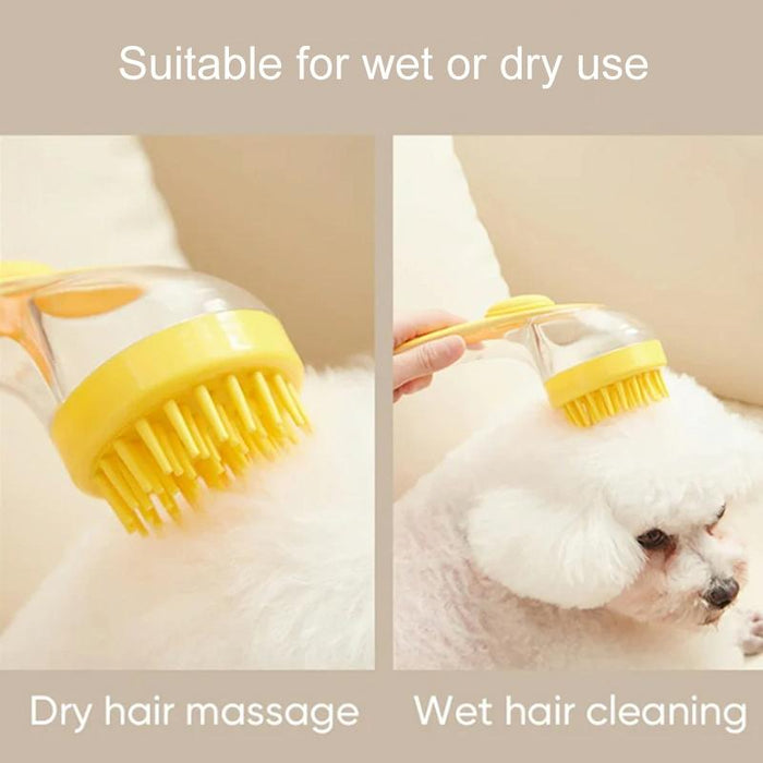 Long Handle Pet Bath Brush For Dogs And Cats Coarse Teeth Blue