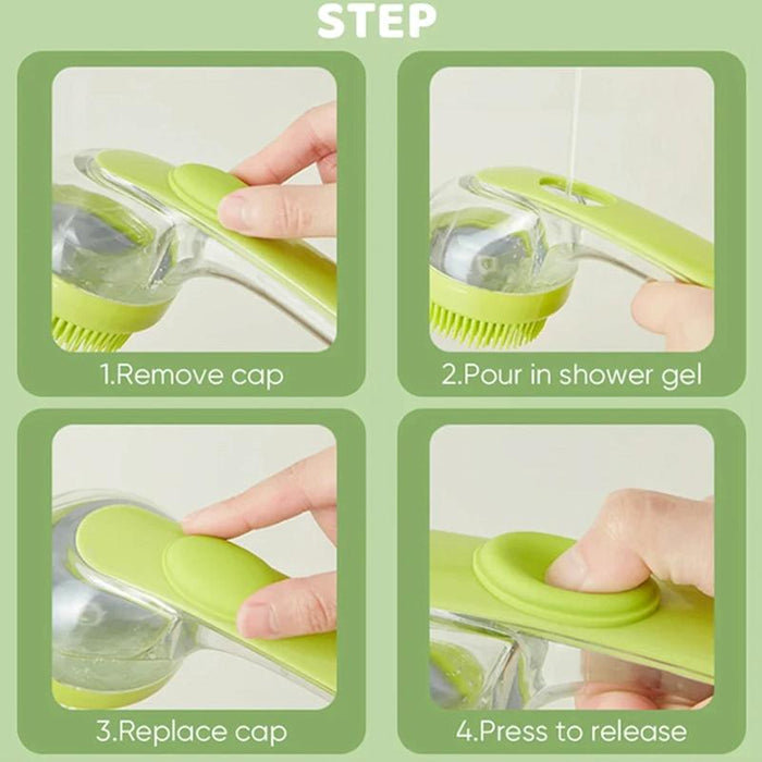 Long Handle Pet Bath Brush For Dogs And Cats Coarse Teeth Blue