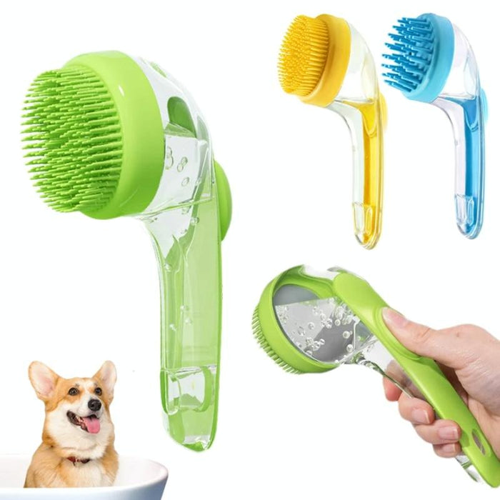 Long Handle Pet Bath Brush For Dogs And Cats Coarse Teeth Blue