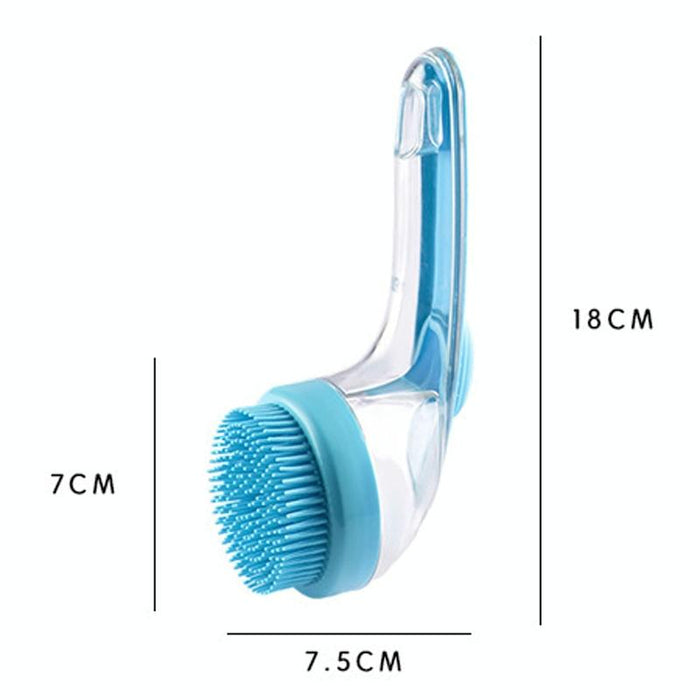 Long Handle Pet Bath Brush For Dogs And Cats Coarse Teeth Blue
