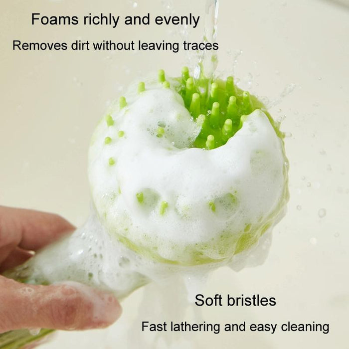 Long Handle Pet Bath Brush For Dogs And Cats Coarse Teeth Blue