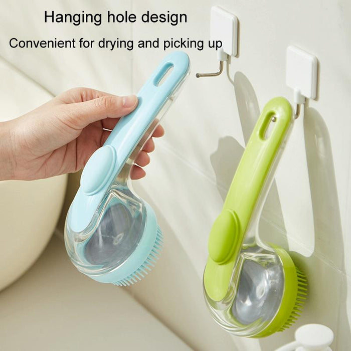 Long Handle Pet Bath Brush For Dogs And Cats Coarse Teeth Blue