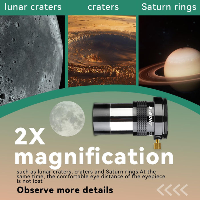 1.25 Inch 2X Magnifier M42 Screw Version With T-Port