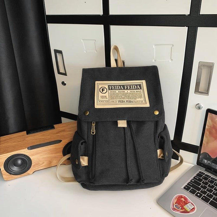 Large Capacity Canvas Backpack For Teens