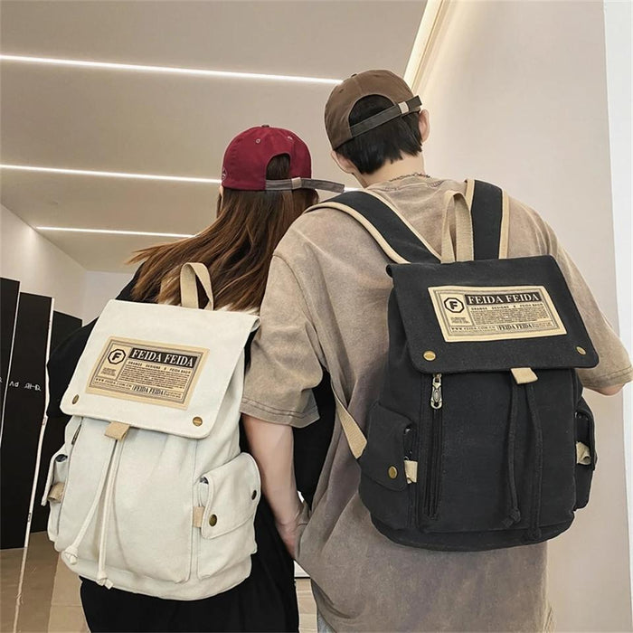 Large Capacity Canvas Backpack For Teens