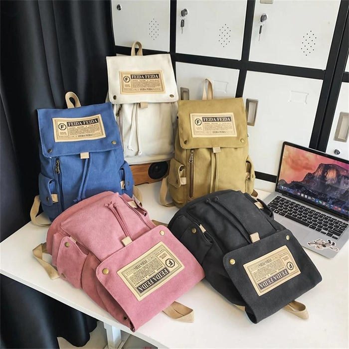 Large Capacity Canvas Backpack For Teens