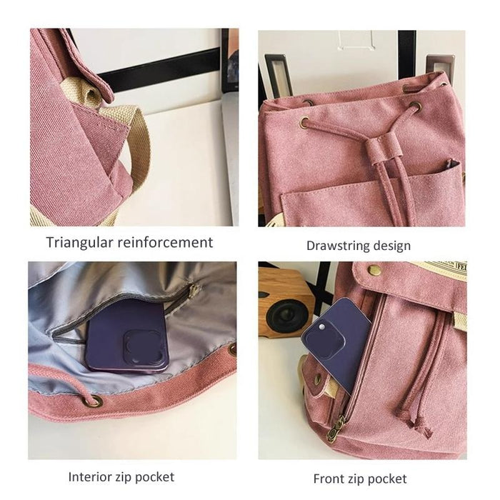 Large Capacity Canvas Backpack For Teens