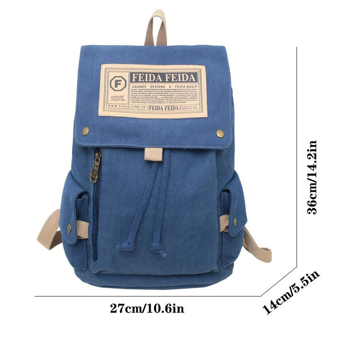 Large Capacity Canvas Backpack For Teens