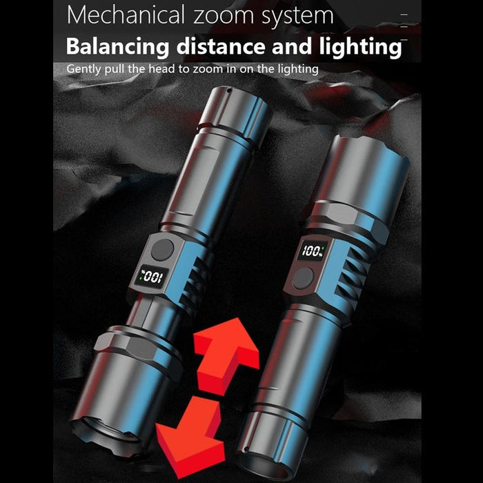 Rechargeable Led Flashlight With Lcd Display