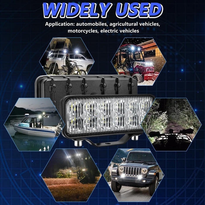 14W 9 - 30V 6 Inch Long Waterproof Car Work Headlight With Wire Set