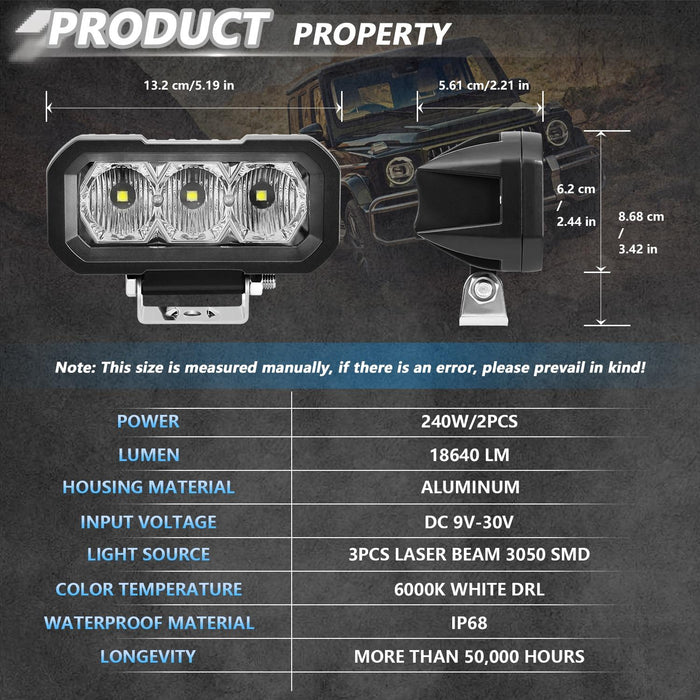 40W 9V - 30V 5 Inch Waterproof 3 - Eye Headlight