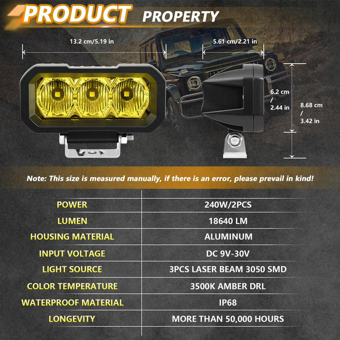 40W 9V - 30V 5 Inch Waterproof 3 - Eye Headlight