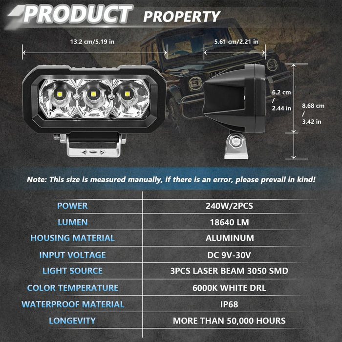 40W 9V - 30V 5 Inch Waterproof 3 - Eye Headlight