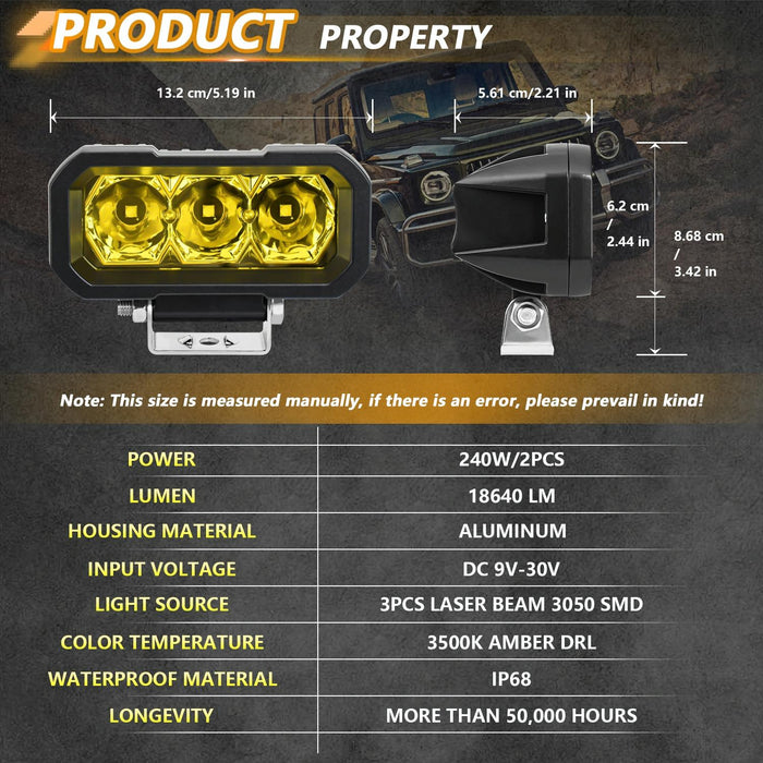 40W 9V - 30V 5 Inch Waterproof 3 - Eye Headlight