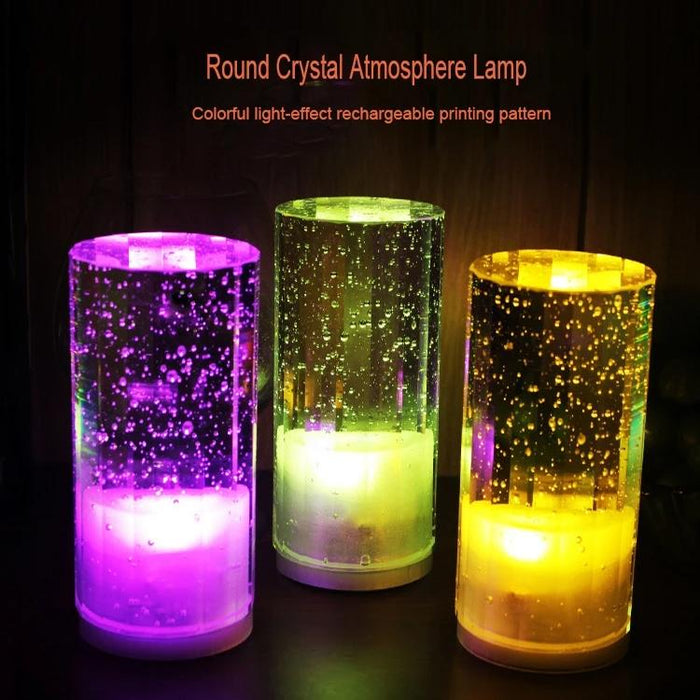 Blue Usb Charging Led Round Bar Crystal Lamp For Ktv Atmosphere