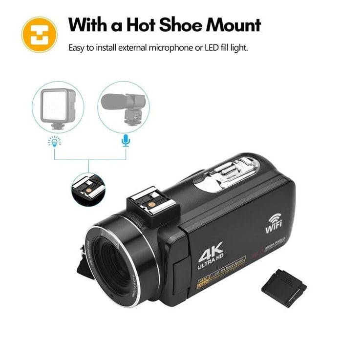 3 Inch Ips Touch Screen 56Mp 18X Digital Zoom Wifi Camcorder 4K Video Camera
