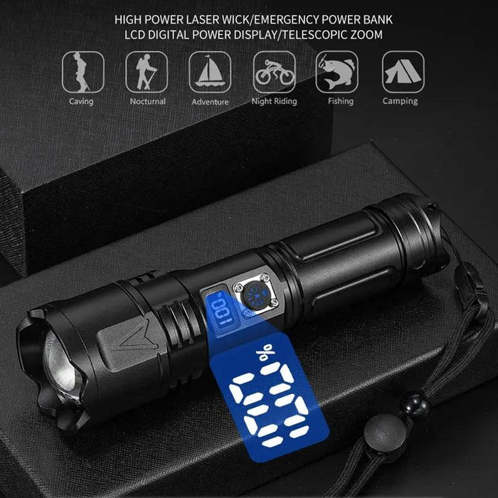 30W Portable Lcd Laser Flashlight Black