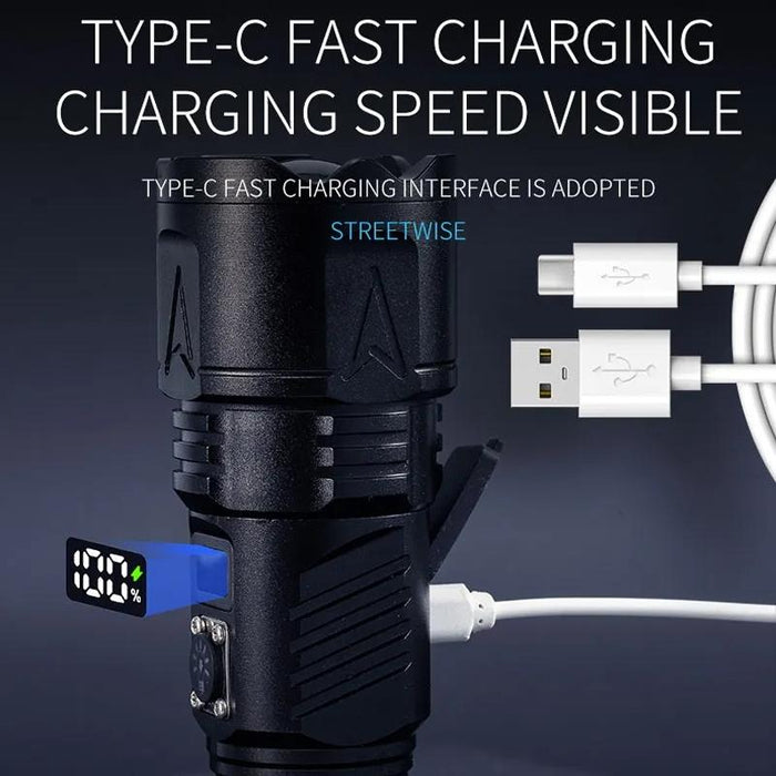 30W Portable Lcd Laser Flashlight Black