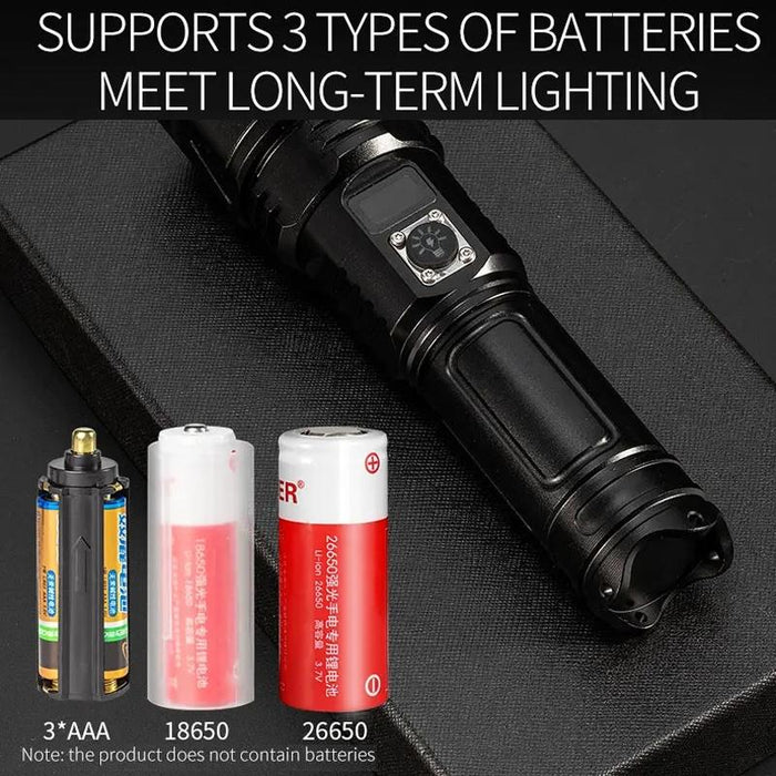 30W Portable Lcd Laser Flashlight Black