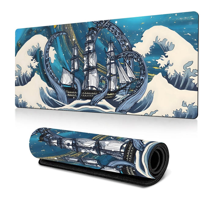 Non Slip Gaming Mouse Pad Big Wave Design