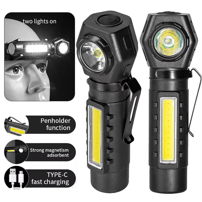 Usb Rechargeable Cob Flashlight For Camping