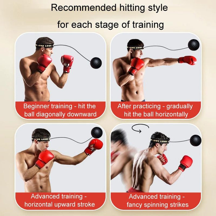 Boxing Reflex Training Ball Indoor Fitness Sports Recreation Combat Fighting With Headband Boxing Speed Ball - Pu Ball Black