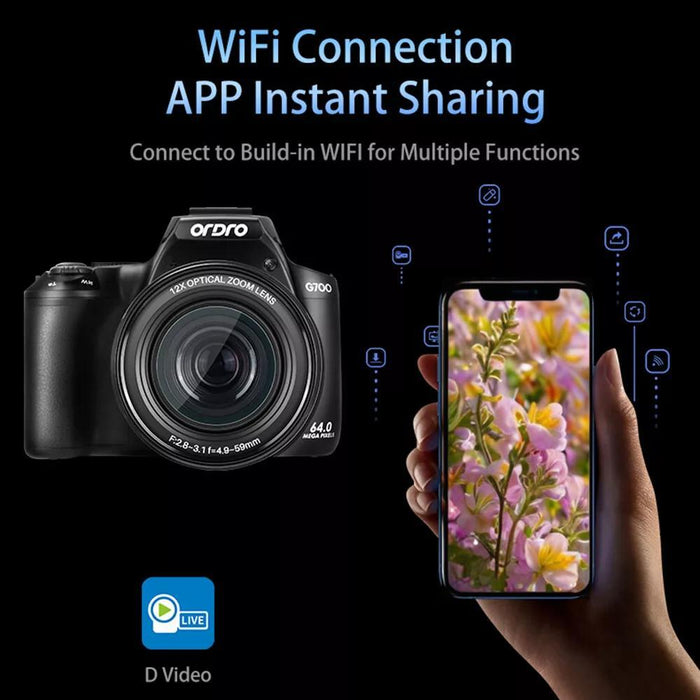 4K Ultra Hd Camera With Rotating Screen & Optical Zoom