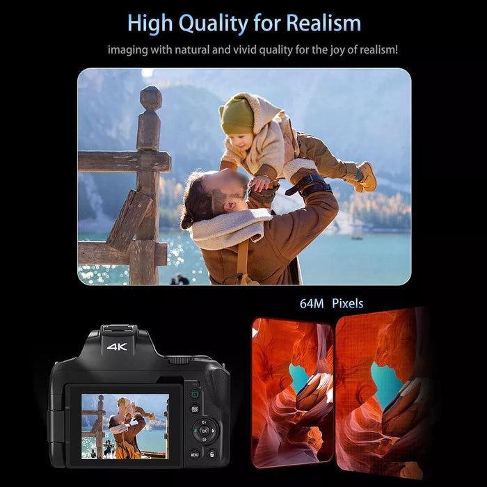 4K Ultra Hd Camera With Rotating Screen & Optical Zoom