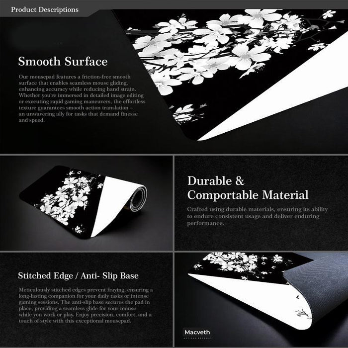 Cherry Blossom Ink Painting Mouse Pad Non Slip