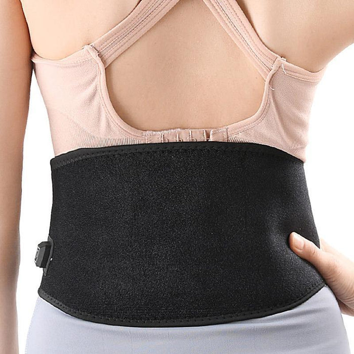 Adjustable Usb Heated Waist Belt For Sports Therapy Black