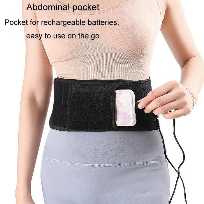 Adjustable Usb Heated Waist Belt For Sports Therapy Black