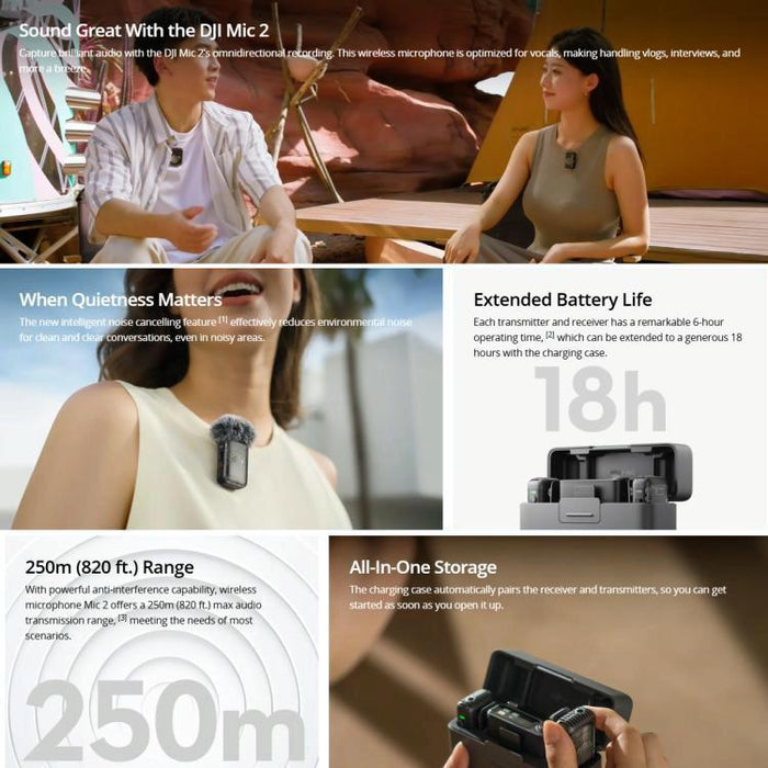 2 Tx + 1 Rx + Charging Case For Dji Microphone 2